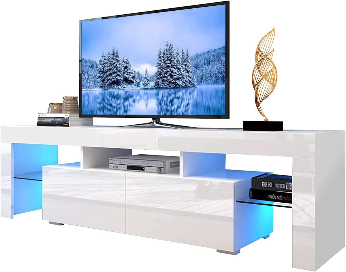 Black LED TV Stand with Storage Cabinet F350
