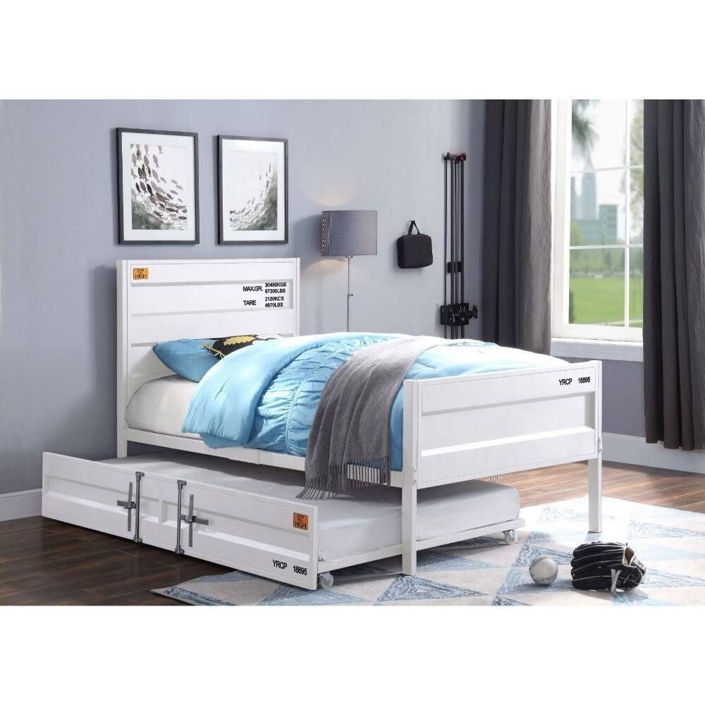 White Twin Bed with Panel Headboard and Low Profile Footboard U925518