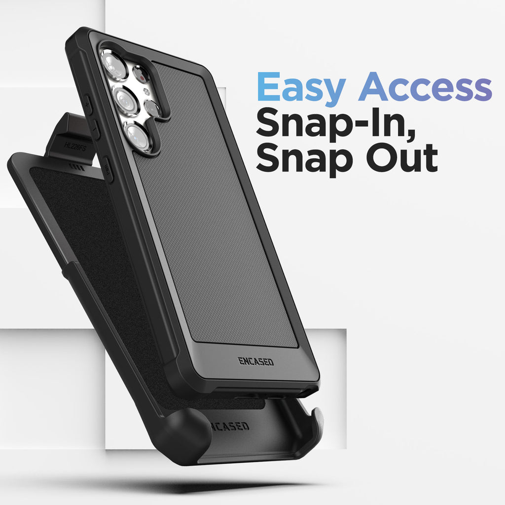 Falcon Belt Case with Holster Clip and Tempered Glass Screen Protector (Black) A634