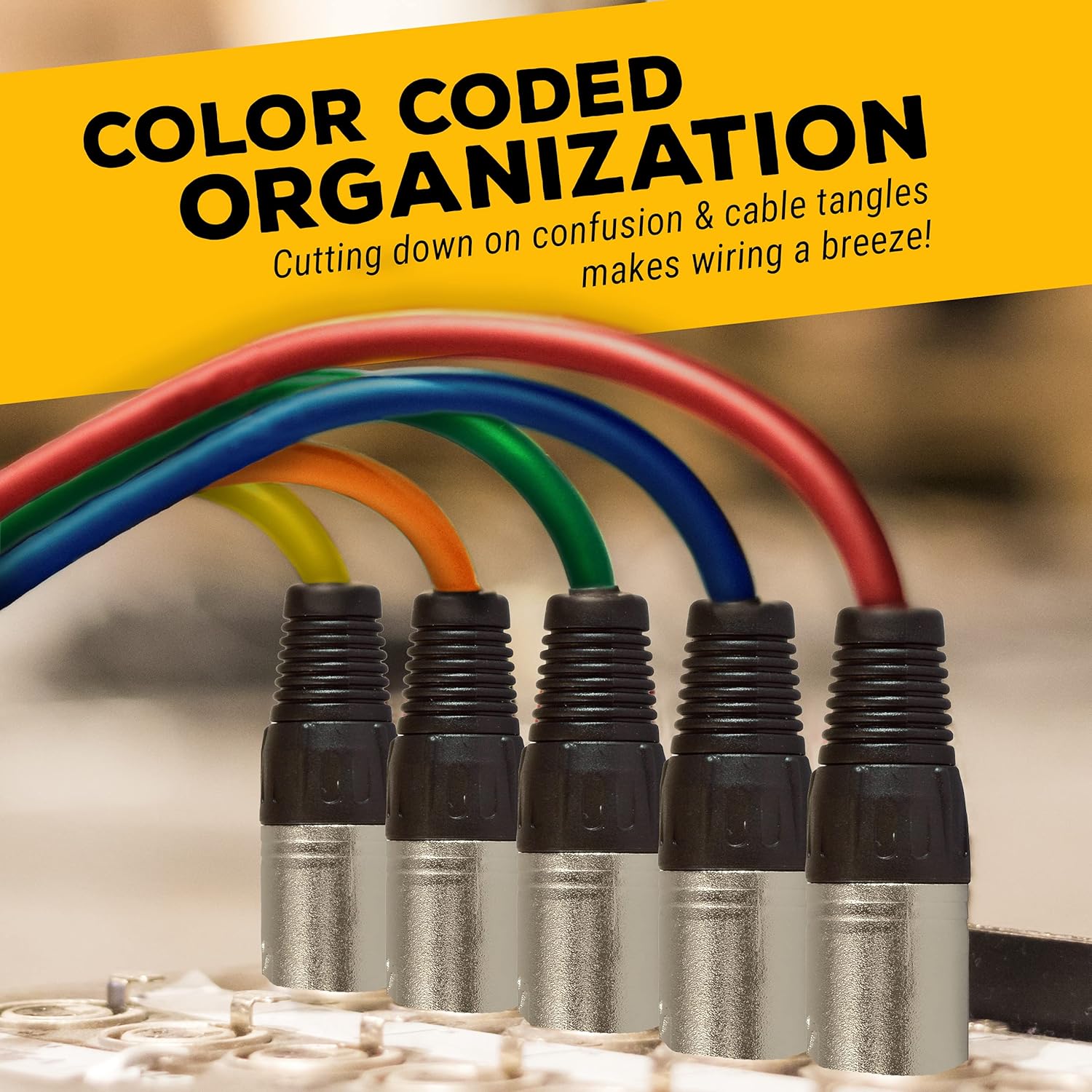 100ft XLR Male to Female Colored Mic Cable 6 Pack M8453