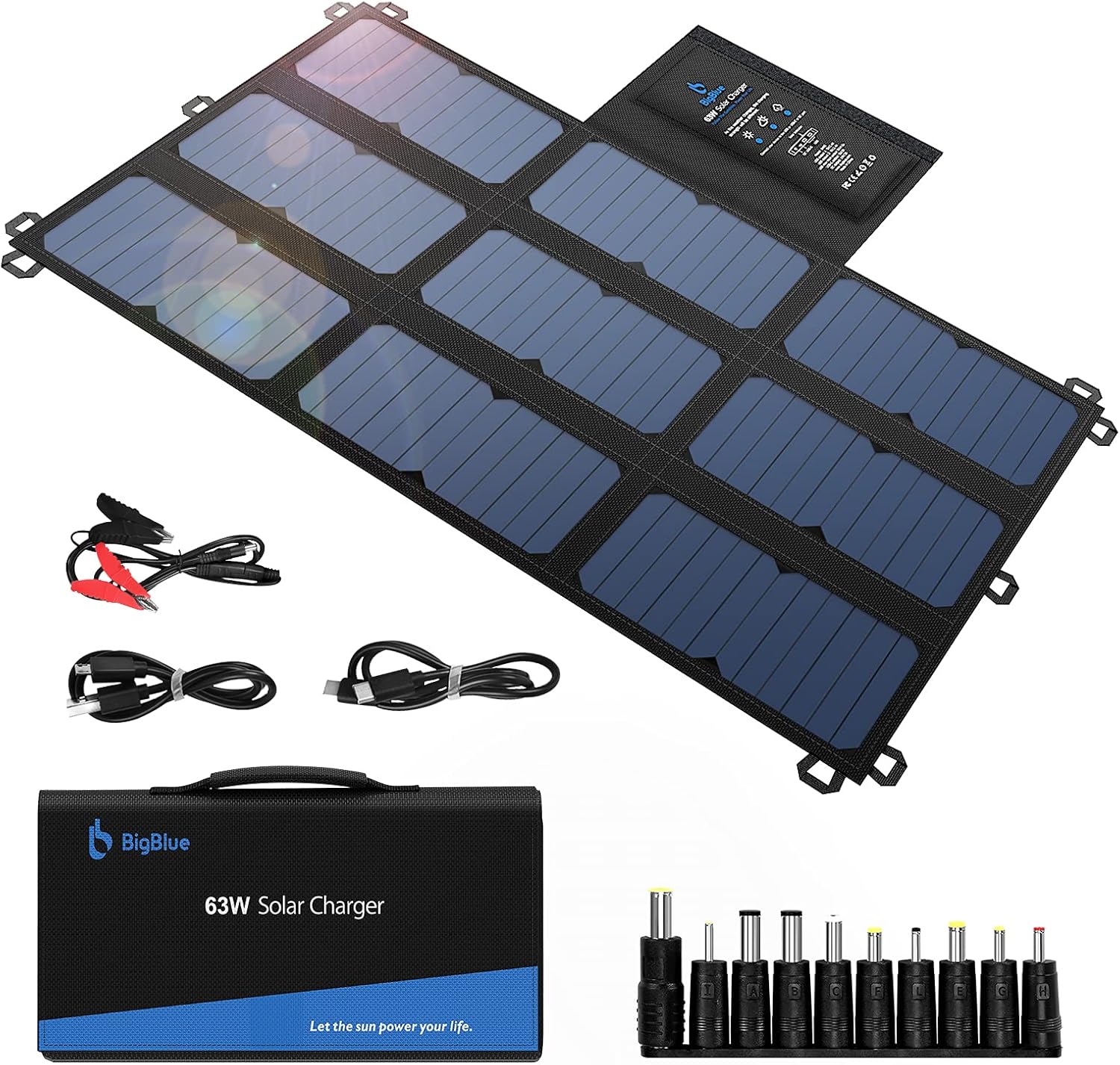 63W SunPower Solar Panel Portable Solar Charger with USB DC USB-C S476