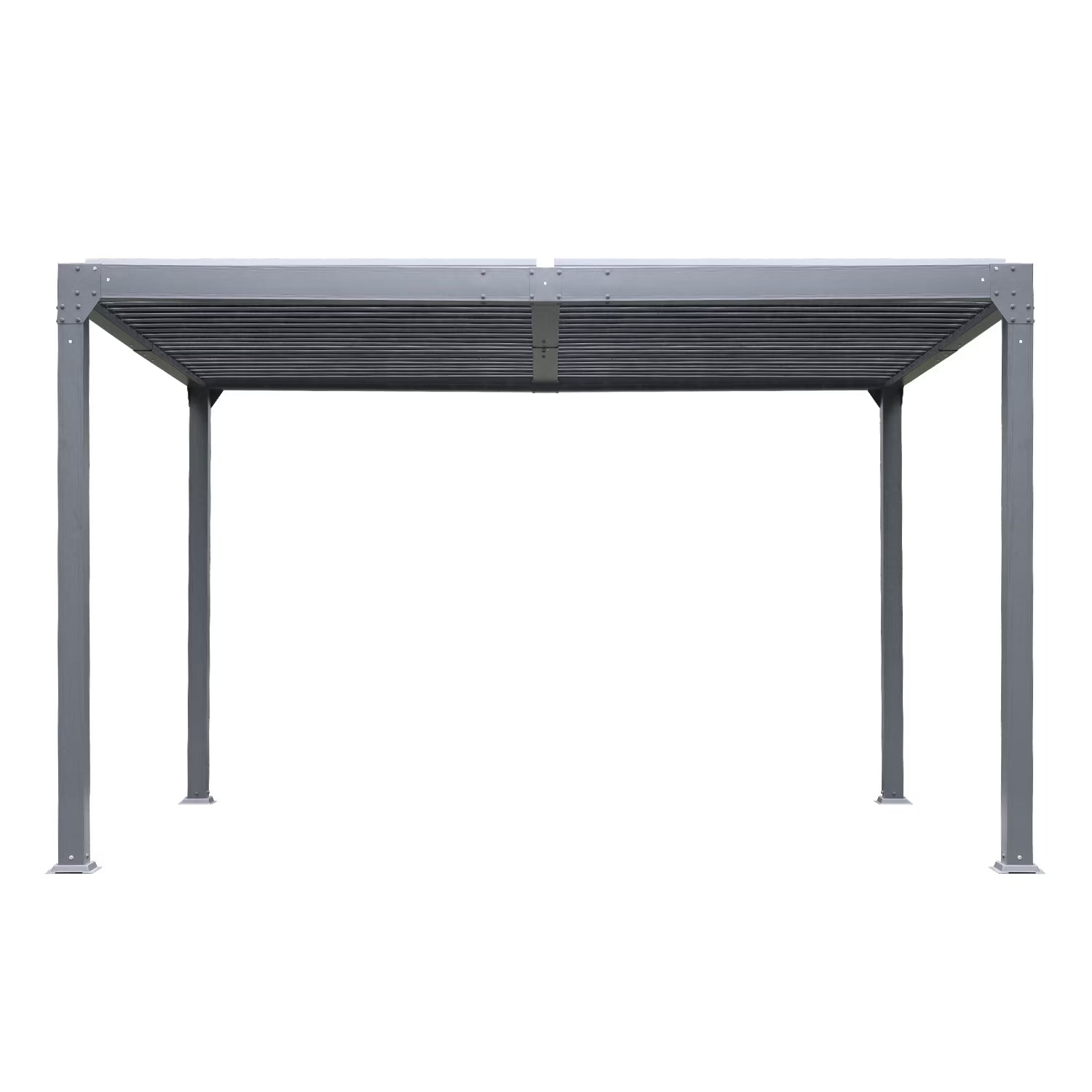 13 x 10 ft. Outdoor Aluminum Louvered Pergola Waterproof Gazebo with 2 Adjustable Rainproof Panels - Dark Gray I367
