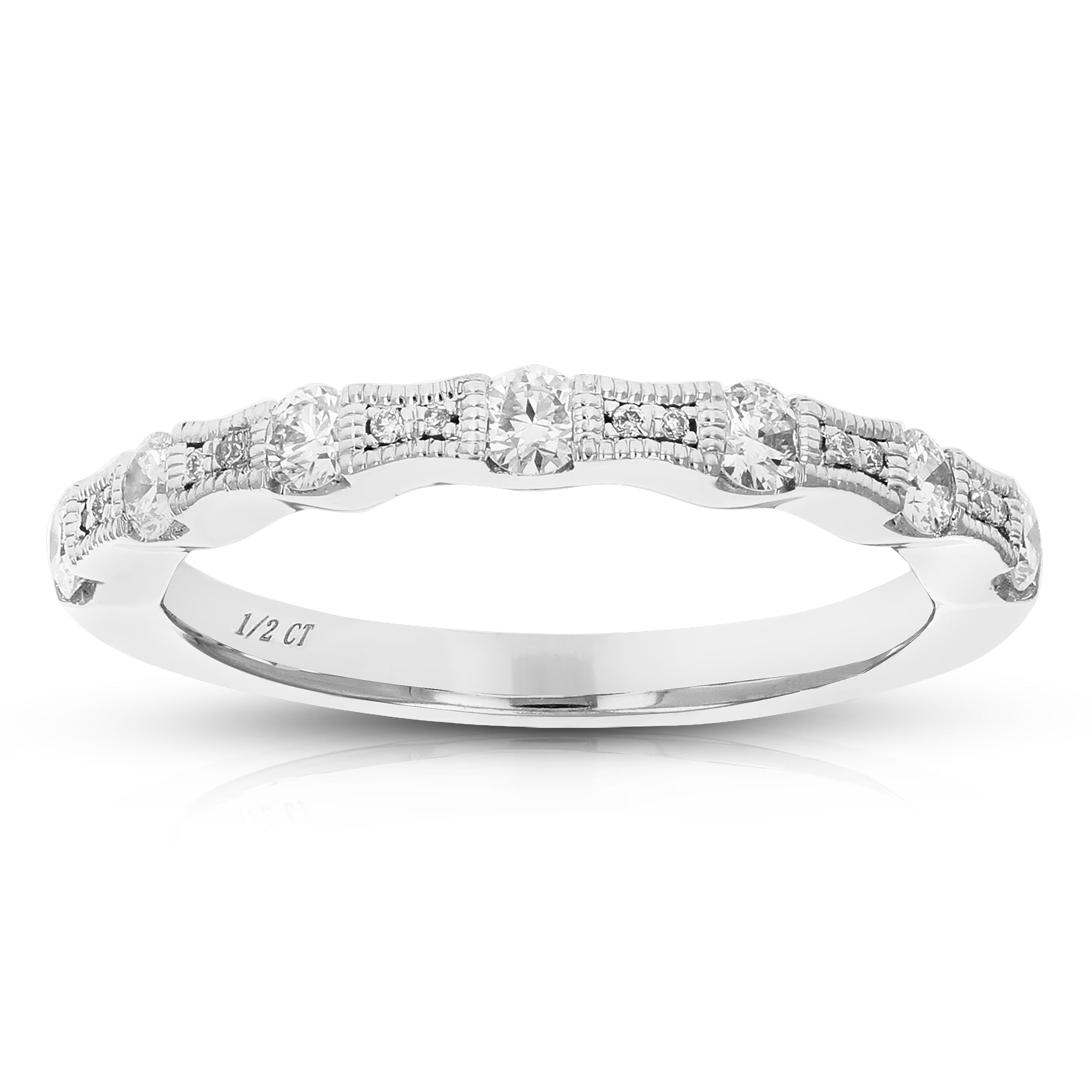 1/2 CTTW Lab Grown Diamond Wedding Band .925 Sterling Silver Prong Size 7 X971