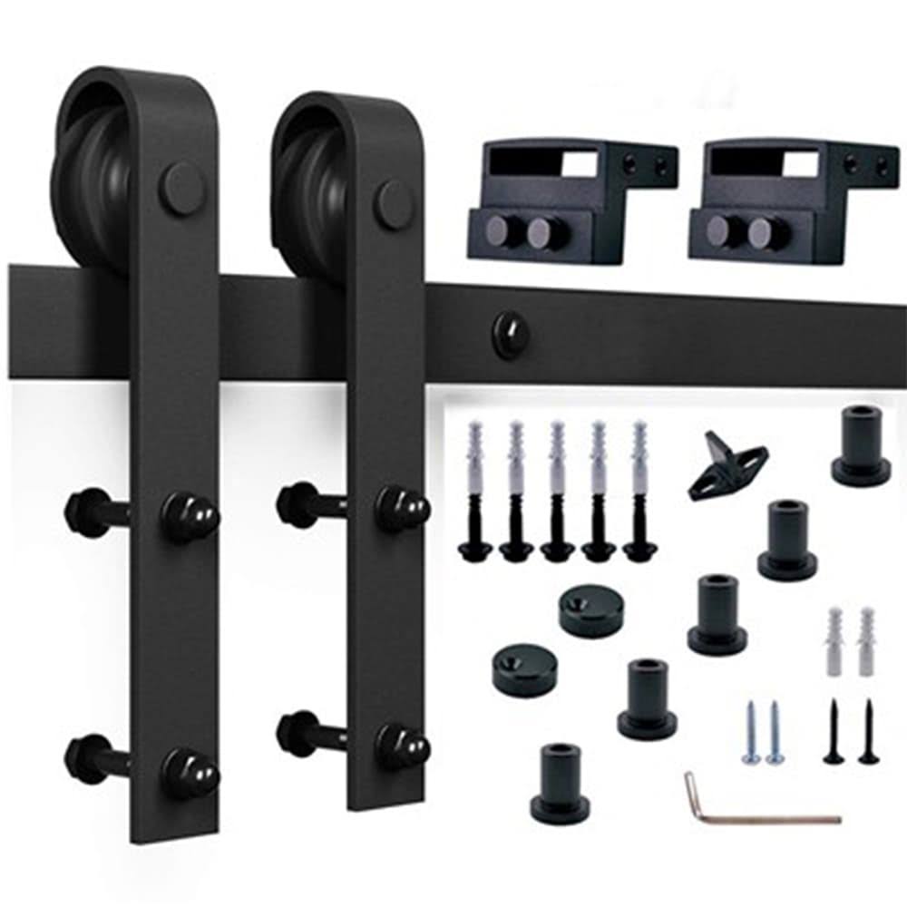 Paneled Manufactured Wood Barn Door with Installation Hardware Kit R28260