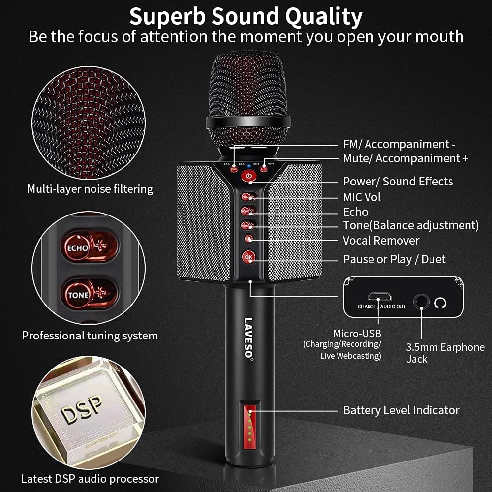 Portable Handheld Karaoke Microphone Speaker with Bluetooth V1669