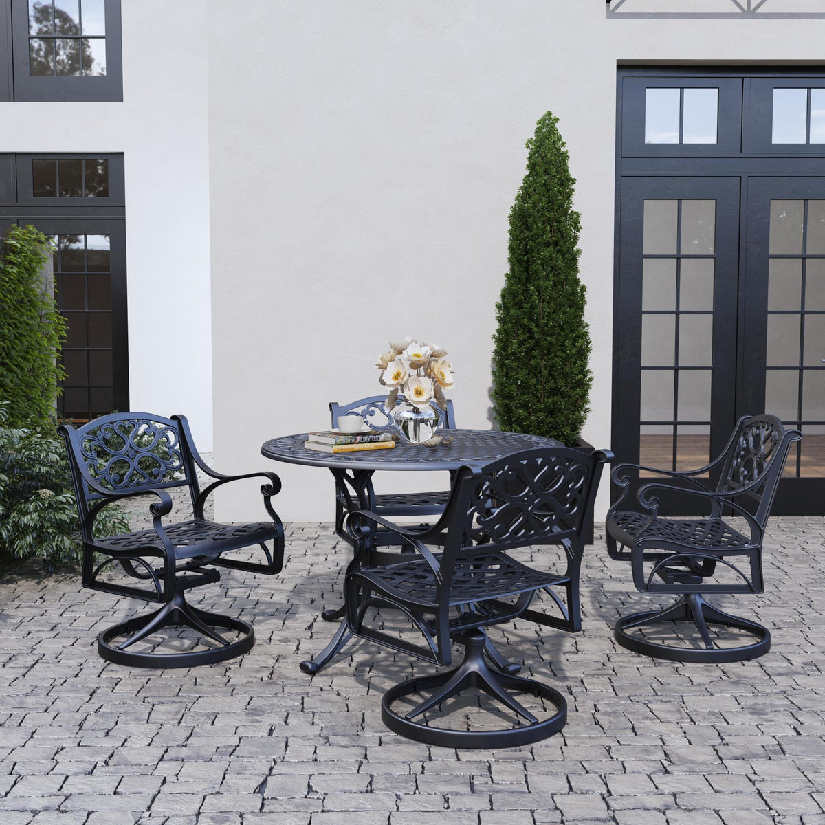 Black Aluminum Outdoor Swivel Rocking Chair U47510