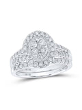 10kt White Gold Diamond Bridal Wedding Ring Band Set 1 Cttw Y814026