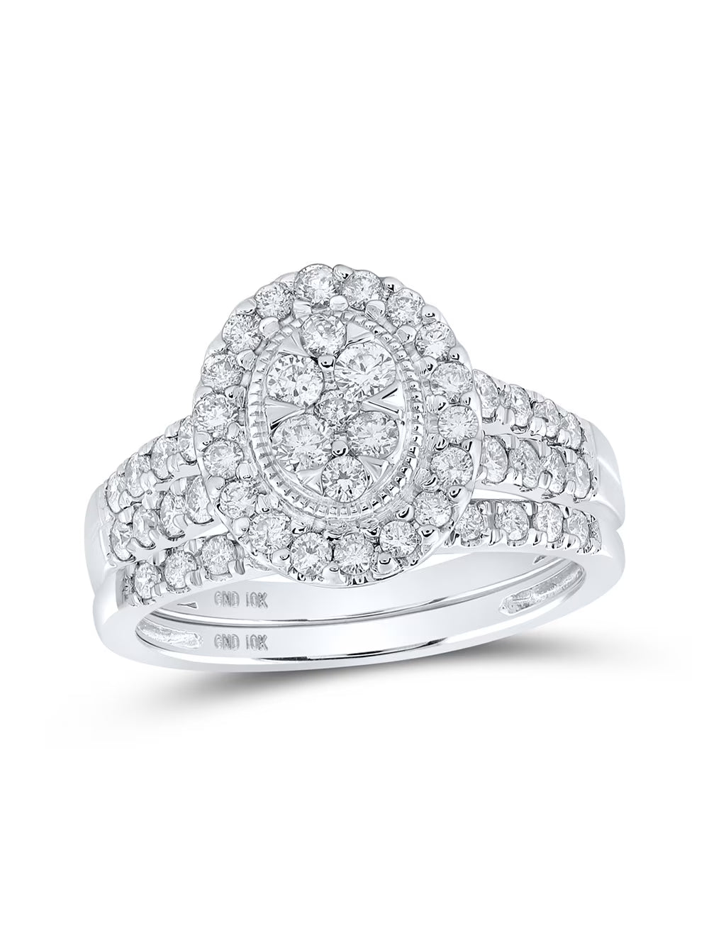10kt White Gold Diamond Bridal Wedding Ring Band Set 1 Cttw Y814026