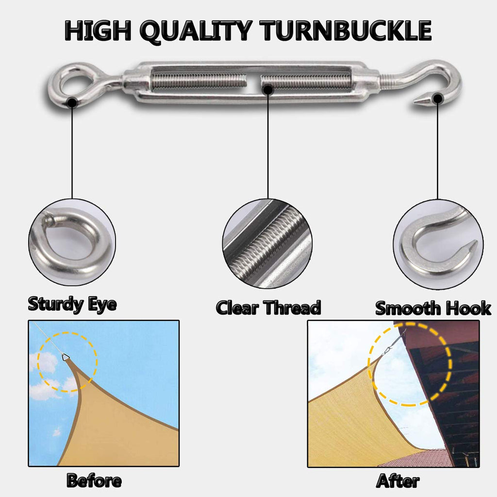304 Stainless Steel Adjustable Wire Rope Tensioner Kit with Hooks J202