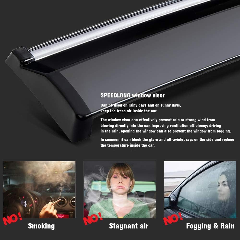 Car Window Visor Vent Shade Deflector Sun/Rain/Fog Guards Pack of 2 S4866