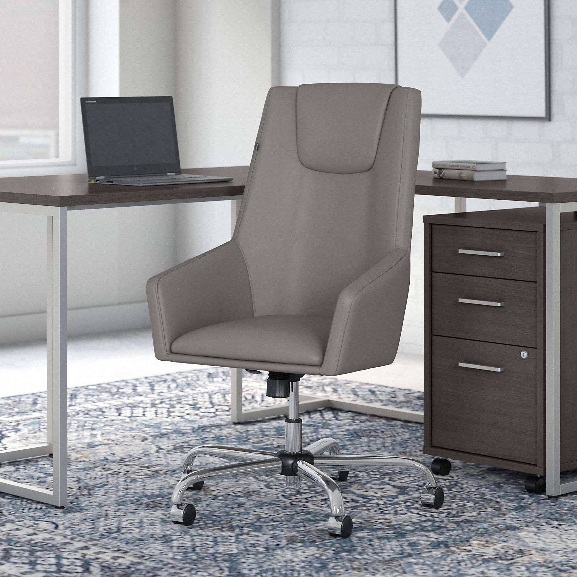 Light Gray Leather High Back Box Chair M964236