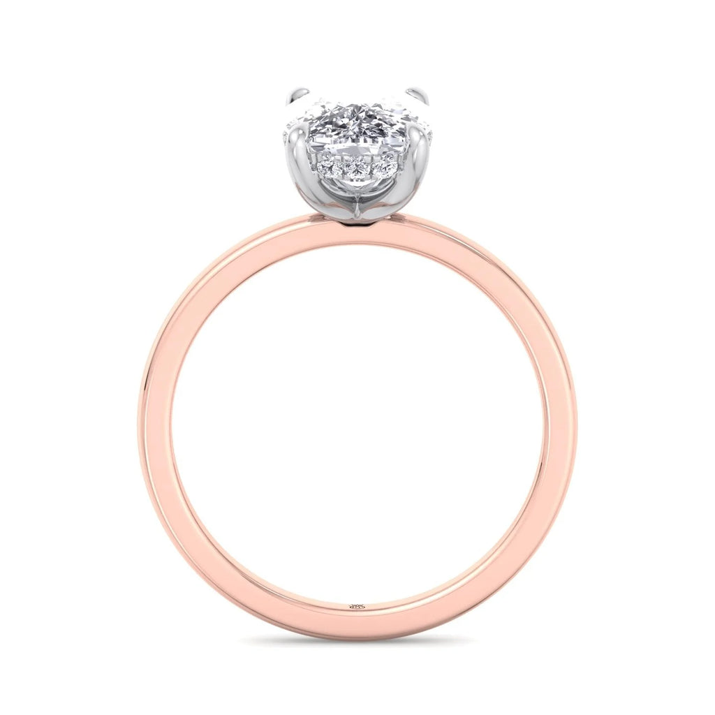 Two Tone Moissanite Elongated Cushion Cut Engagement Ring with Hidden Halo F863749