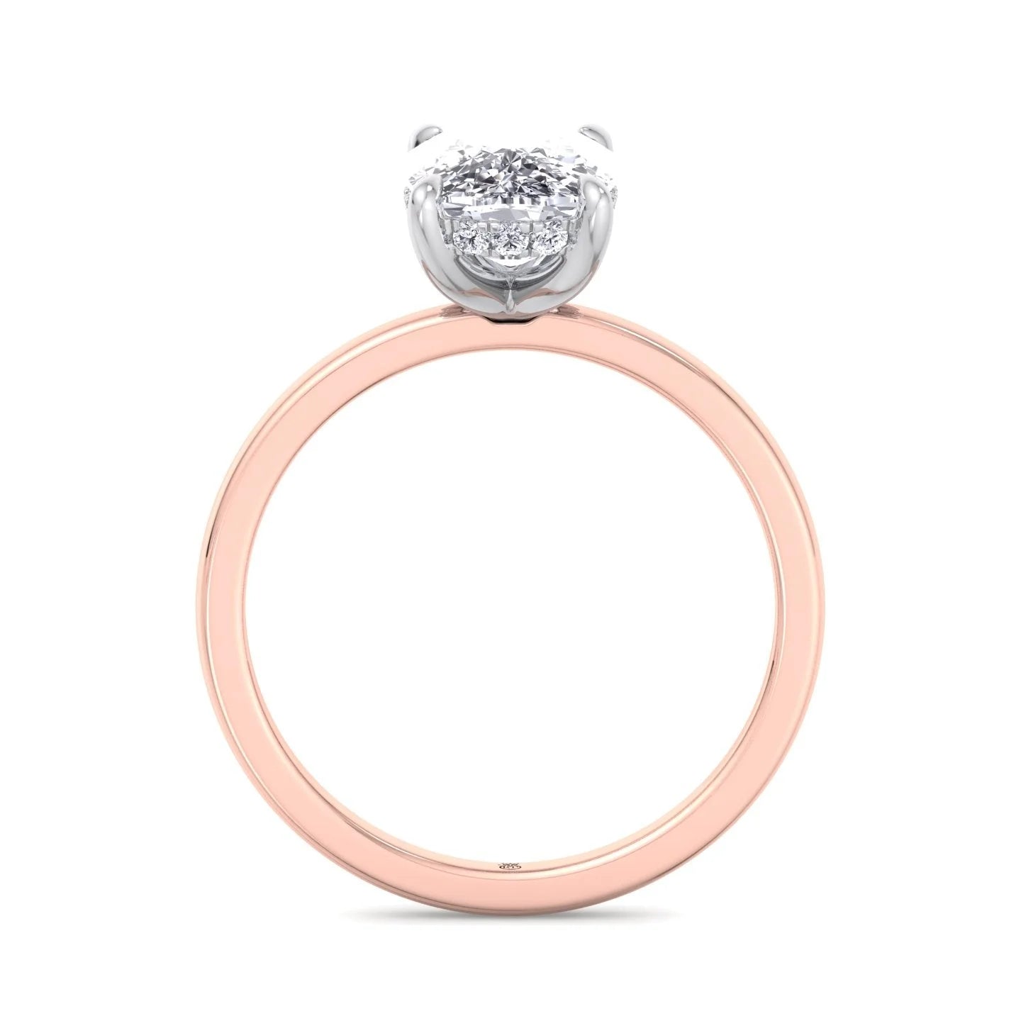 Two Tone Moissanite Elongated Cushion Cut Engagement Ring with Hidden Halo F863749