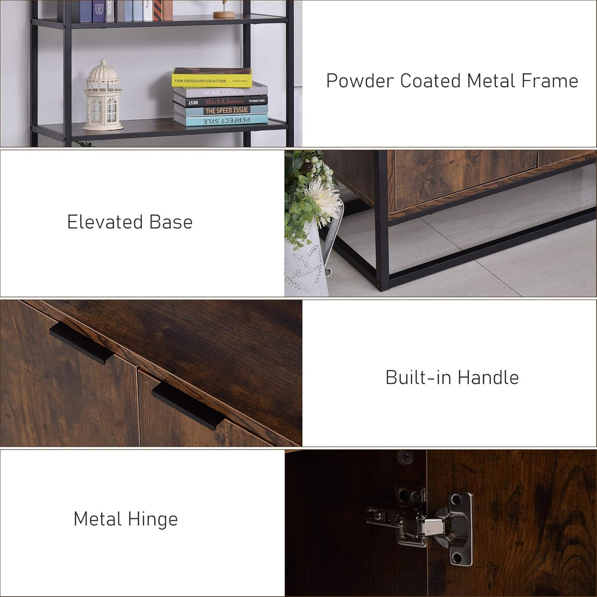 Brown Storage Cabinet with 3 Open Shelves R50220