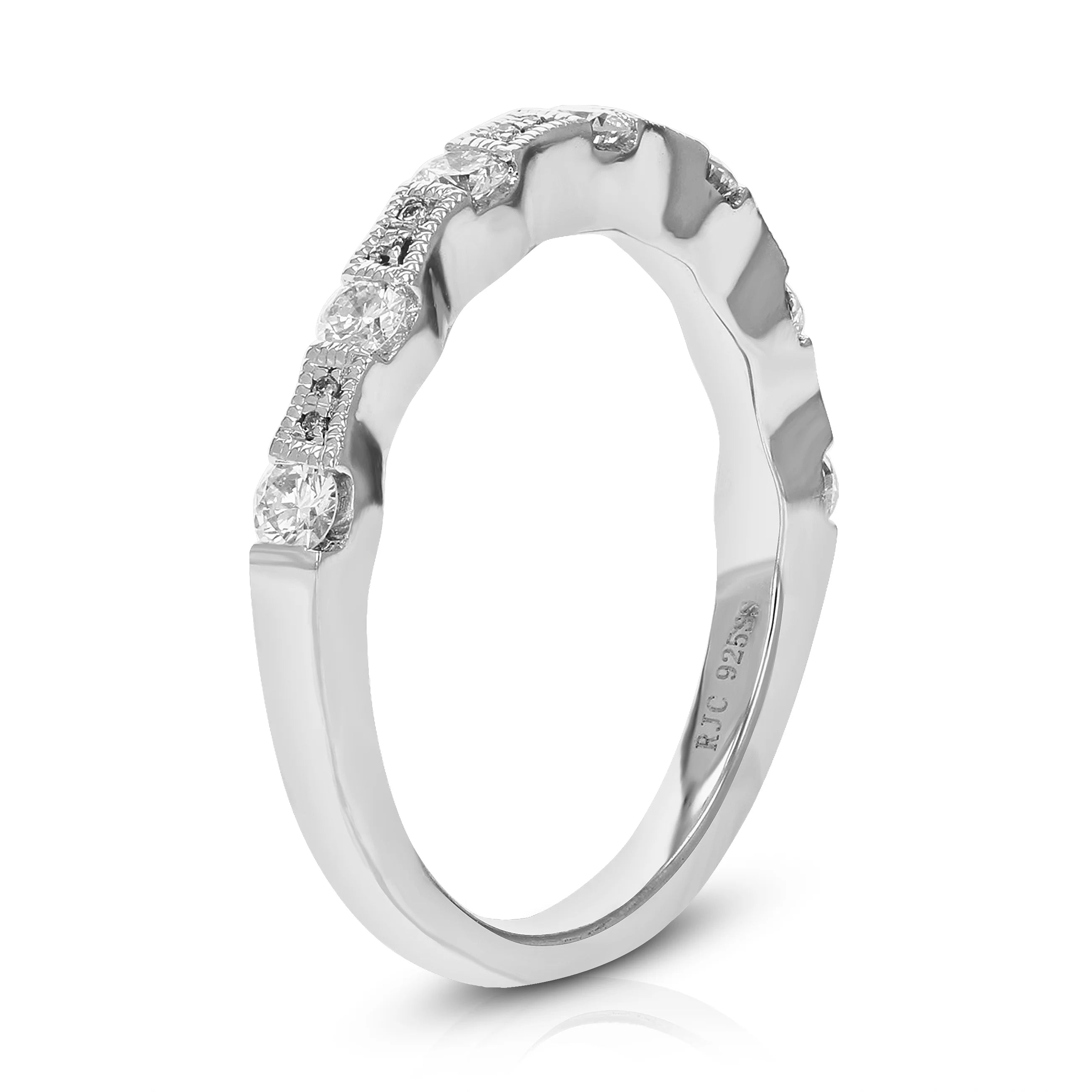1/2 CTTW Lab Grown Diamond Wedding Band .925 Sterling Silver Prong Size 7 X971