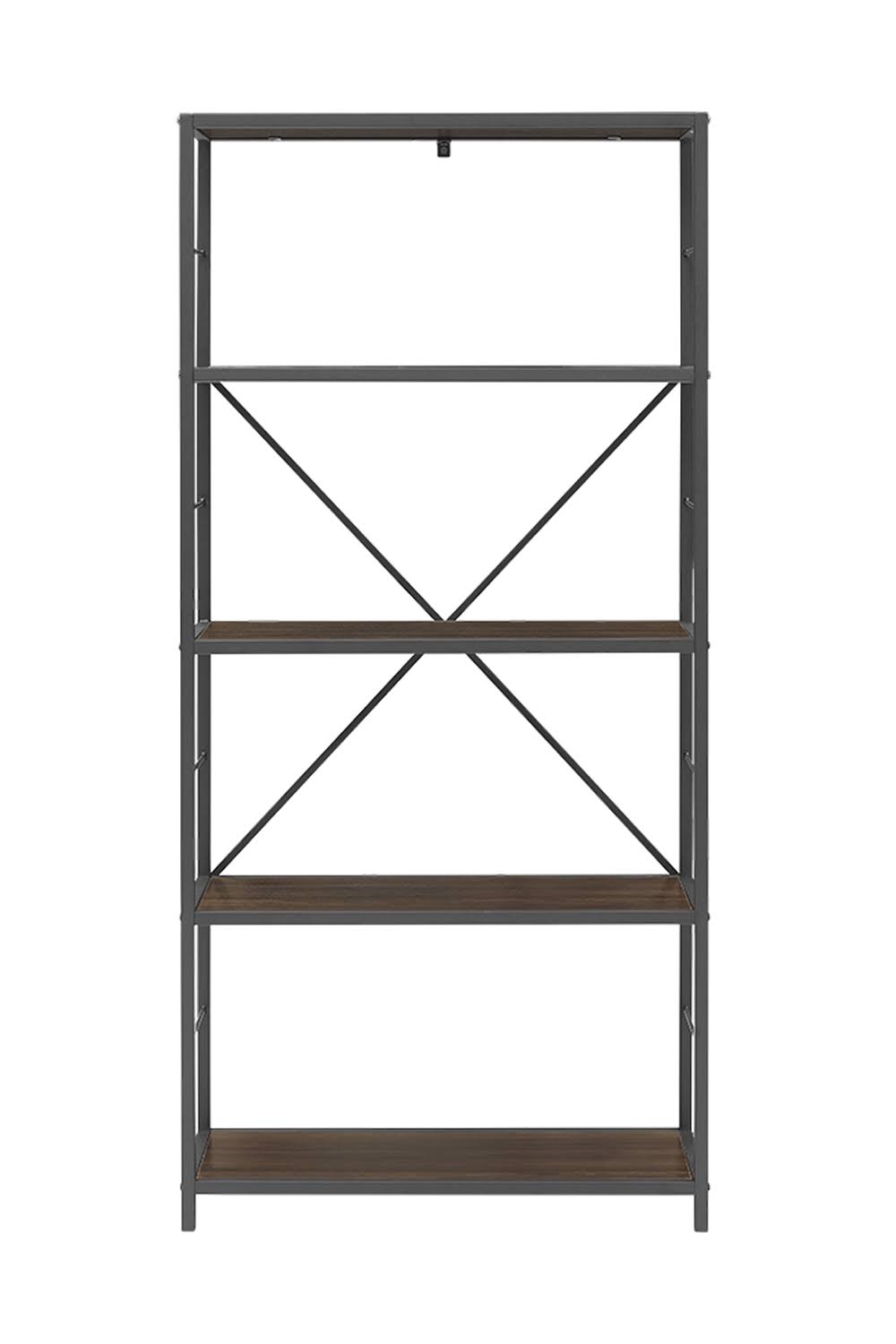 Rustic Metal and Wood Media Bookshelf S158938
