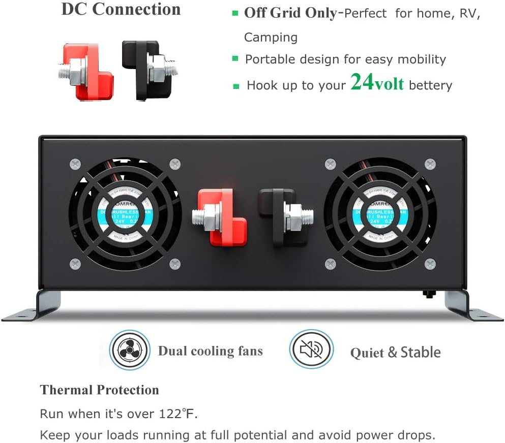 800Watt 12V DC to 110V 120V Power Inverter with Remote Control Dual AC Outlets O59922