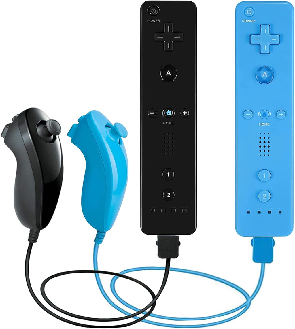 2 Pack Remote Controller and Nunchuck Joystick with Silicone Case and Wrist Strap (Pink and Blue) W1561
