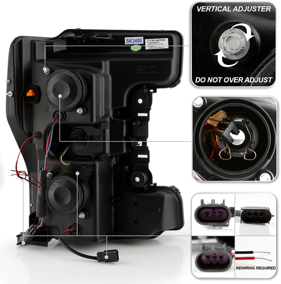 Chrome Dual LED Tube Projector Headlights Set Left+Right U1748