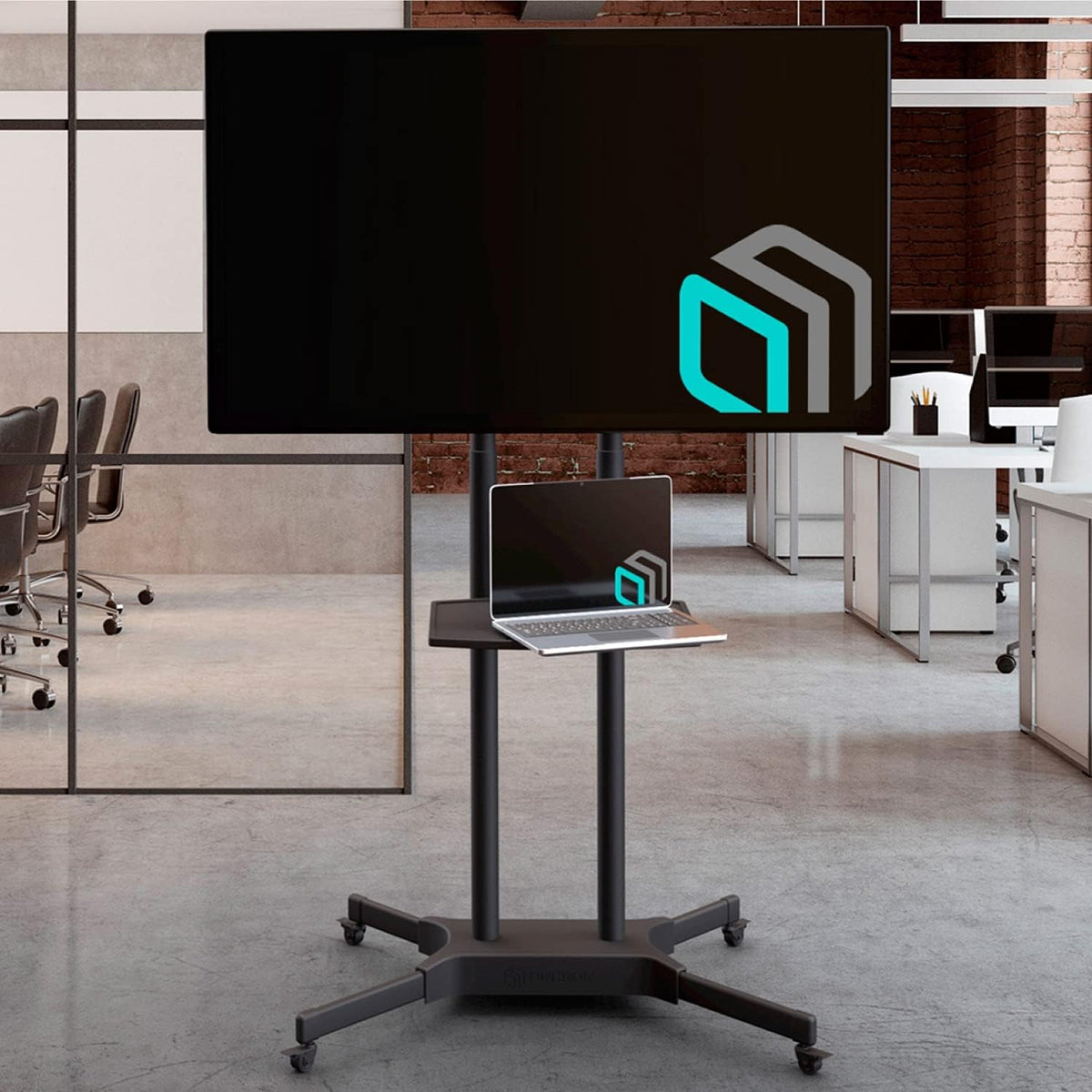 Mobile TV Stand Rolling TV Cart for 40 to 65 Inch LCD LED TV Screens with Wheels Shelves Z621
