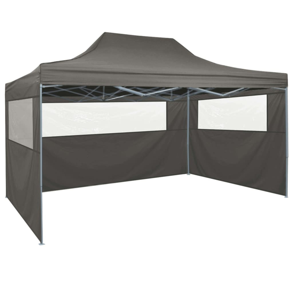 Folding Canopy Tent with 4 Sidewalls Steel Frame Sun Shade Shelter Anthracite N598340