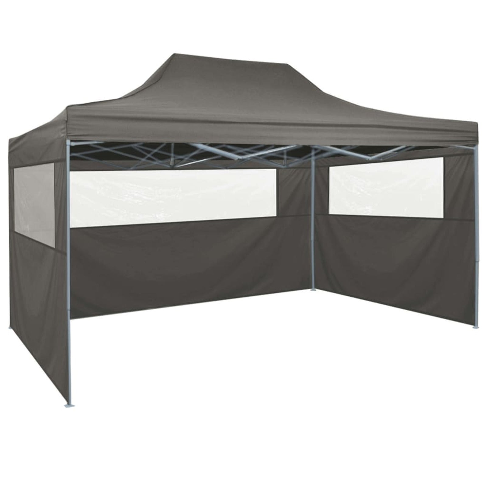 Folding Canopy Tent with 4 Sidewalls Steel Frame Sun Shade Shelter Anthracite N598340