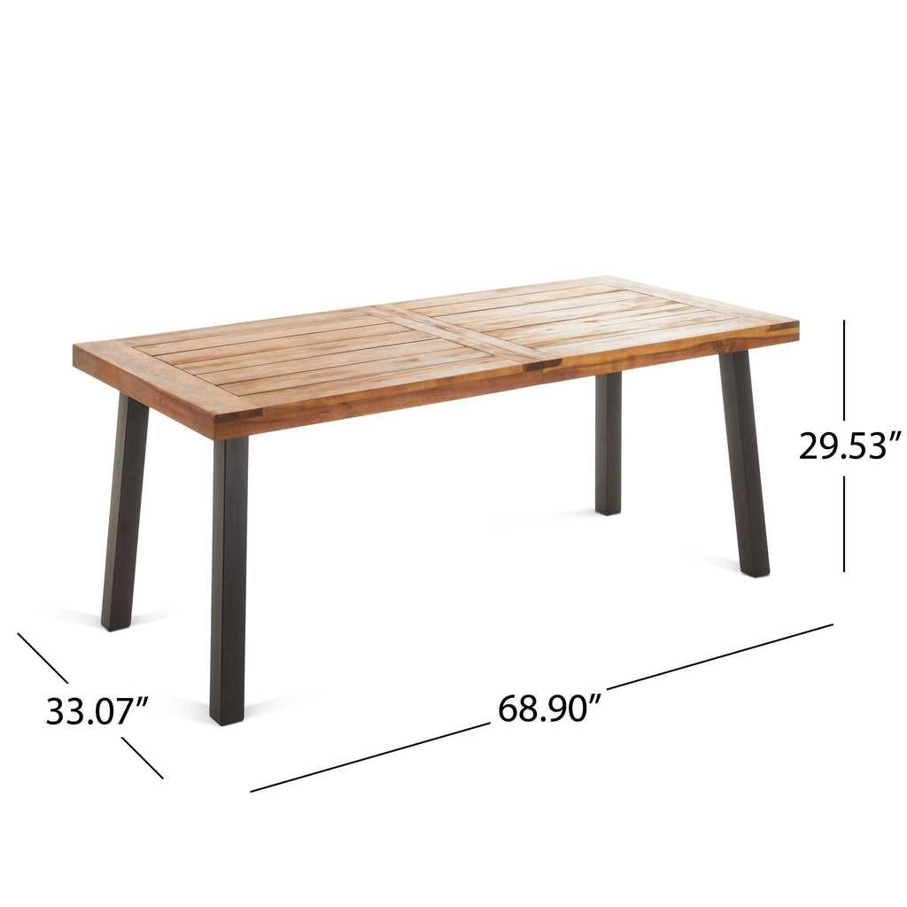 7 Piece Acacia Wood Wicker Dining Set I85563