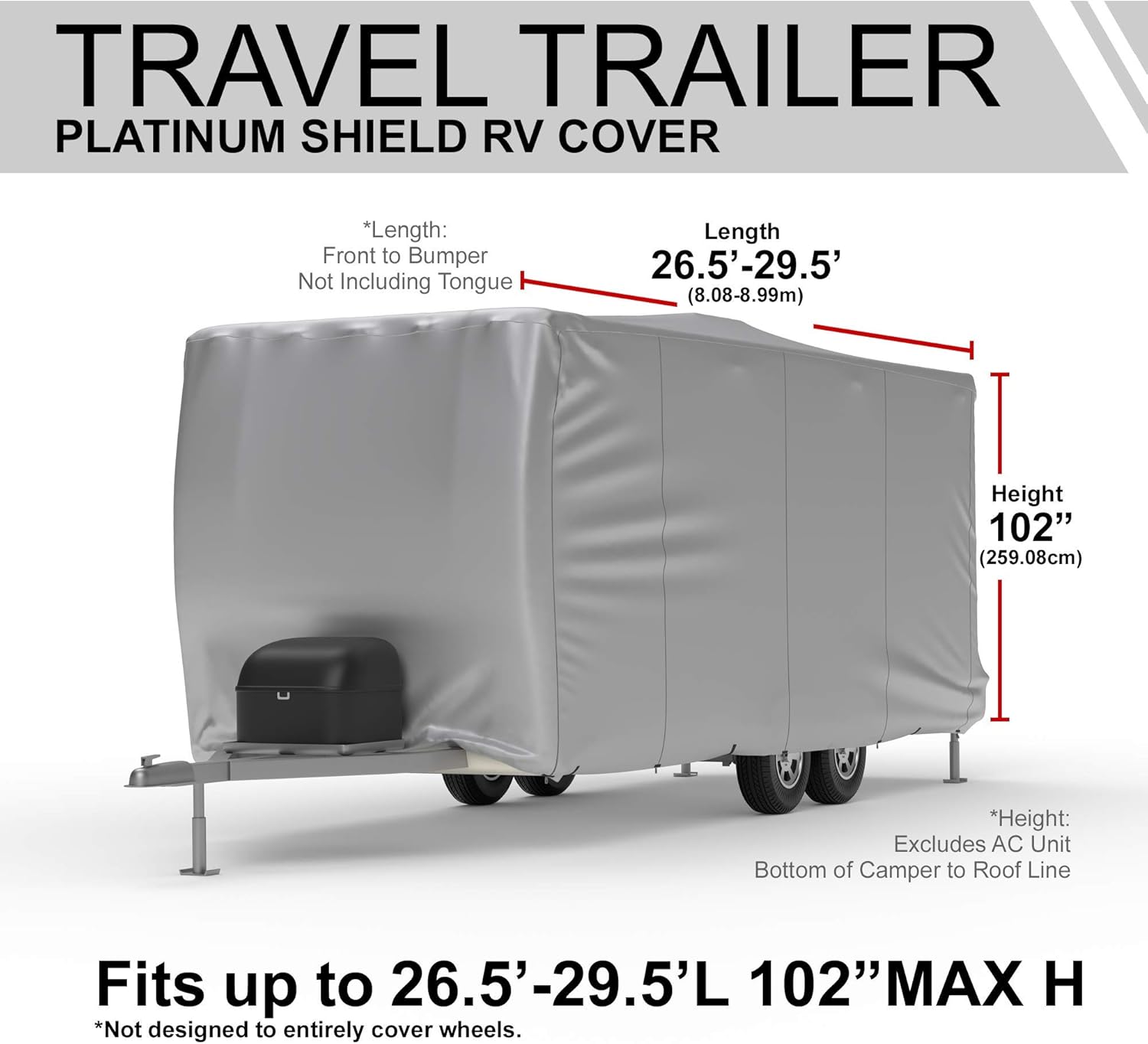 Weatherproof RV Cover for Travel Trailer 22.5' - 24.5' Long with Fleece Lining and Storage Bag G470820