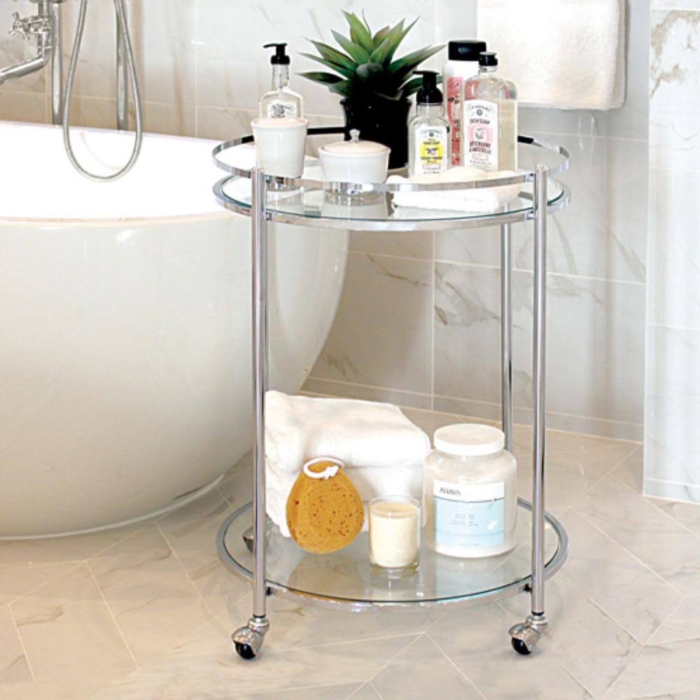 24x22 Round Cart Chrome Clear Glass B9383