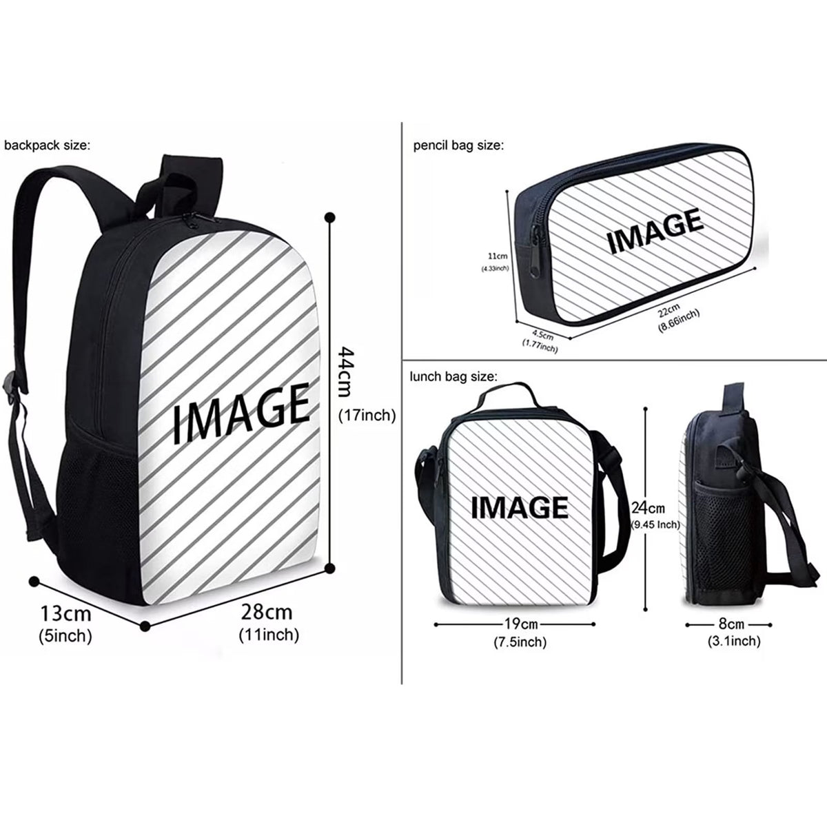 Panda Backpack Set with Lunch Bag and Pencil Case, 3-Pieces K532