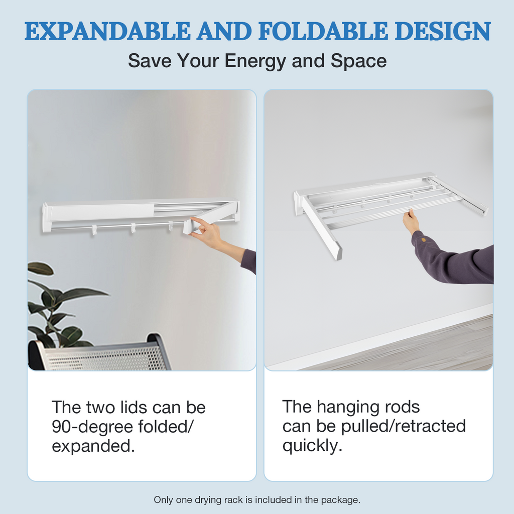 White Wall Mounted Foldable Clothes Drying Rack X322044