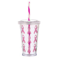 16 oz Double Wall Tumbler with Striped Straw D353