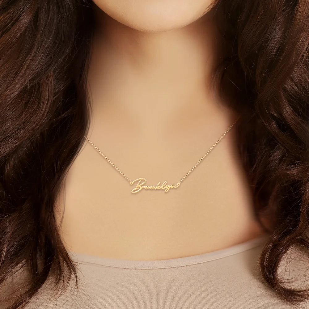 Sterling Silver Handwritten Script Name Necklace P794383