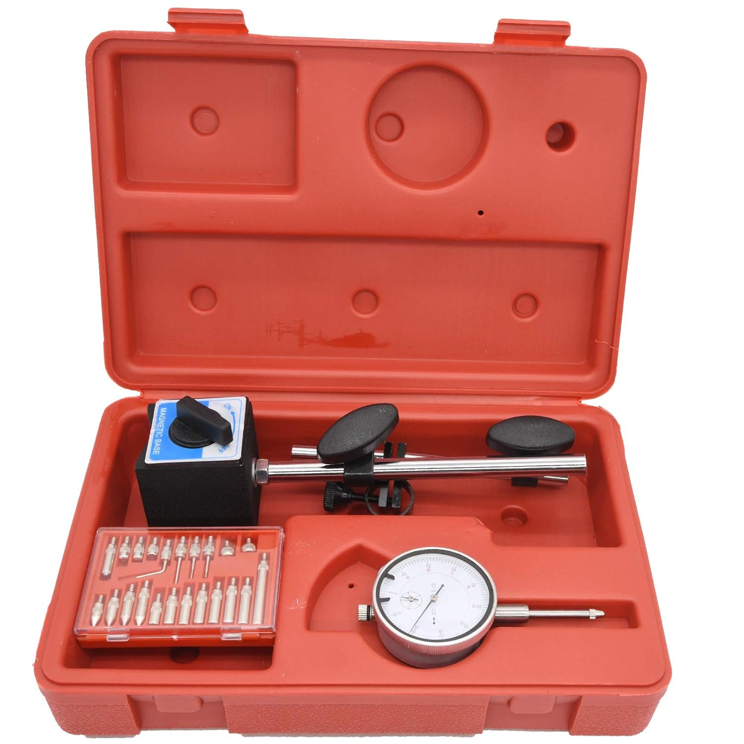 Dial Indicator with Magnetic Base, Long Arm 0-10mm Tester Gage Gauge 0.01mm V877