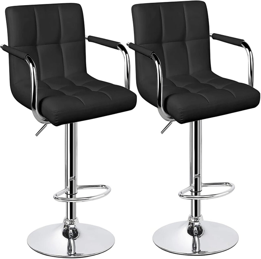 White Bar Stools Set of 2 with Arms Swivel Counter Height Adjustable Bar Stool with Back Z3722