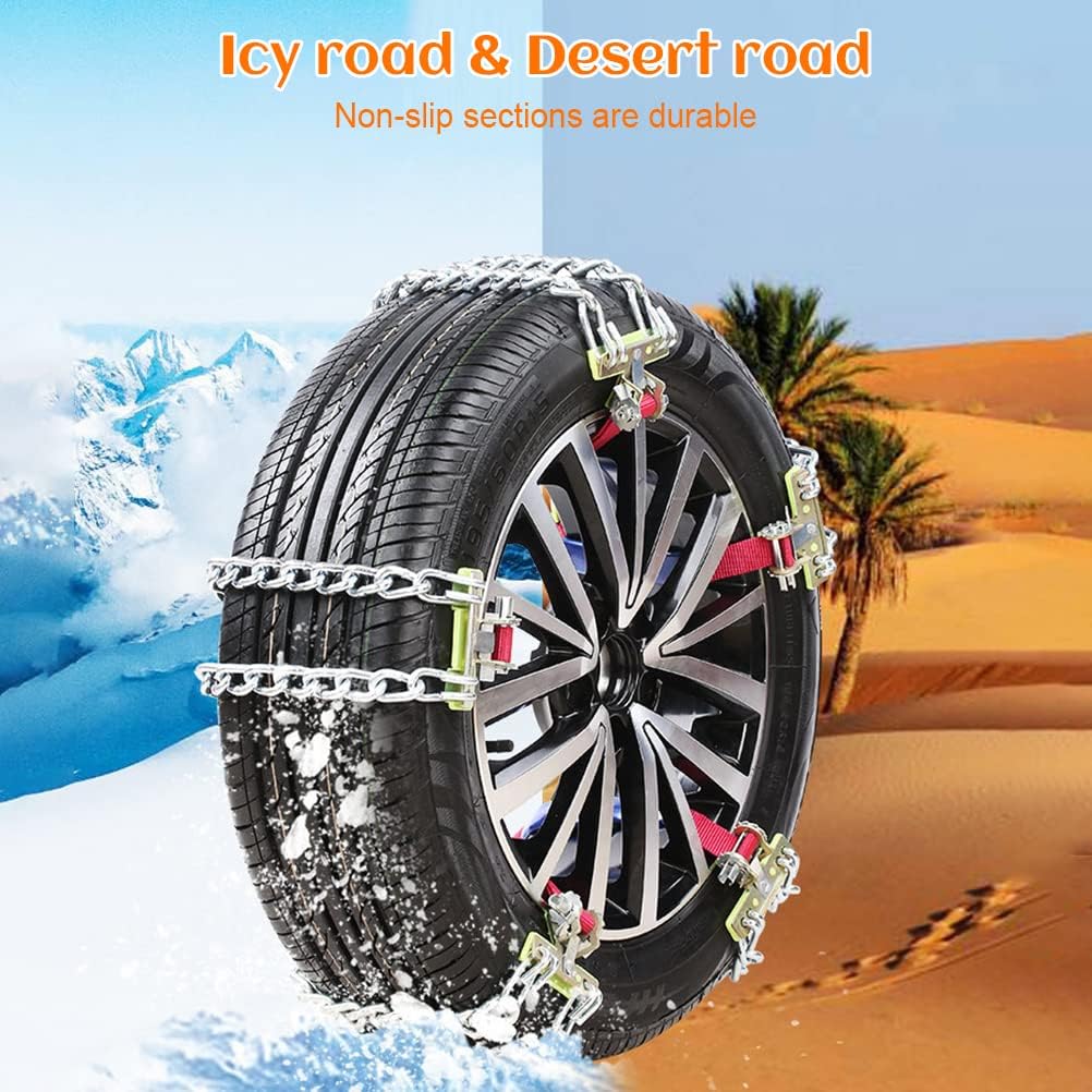 Snow Chains for Car, Anti Slip, Tire Width 165-275mm, Heavy Duty, Pack of 2 U848267