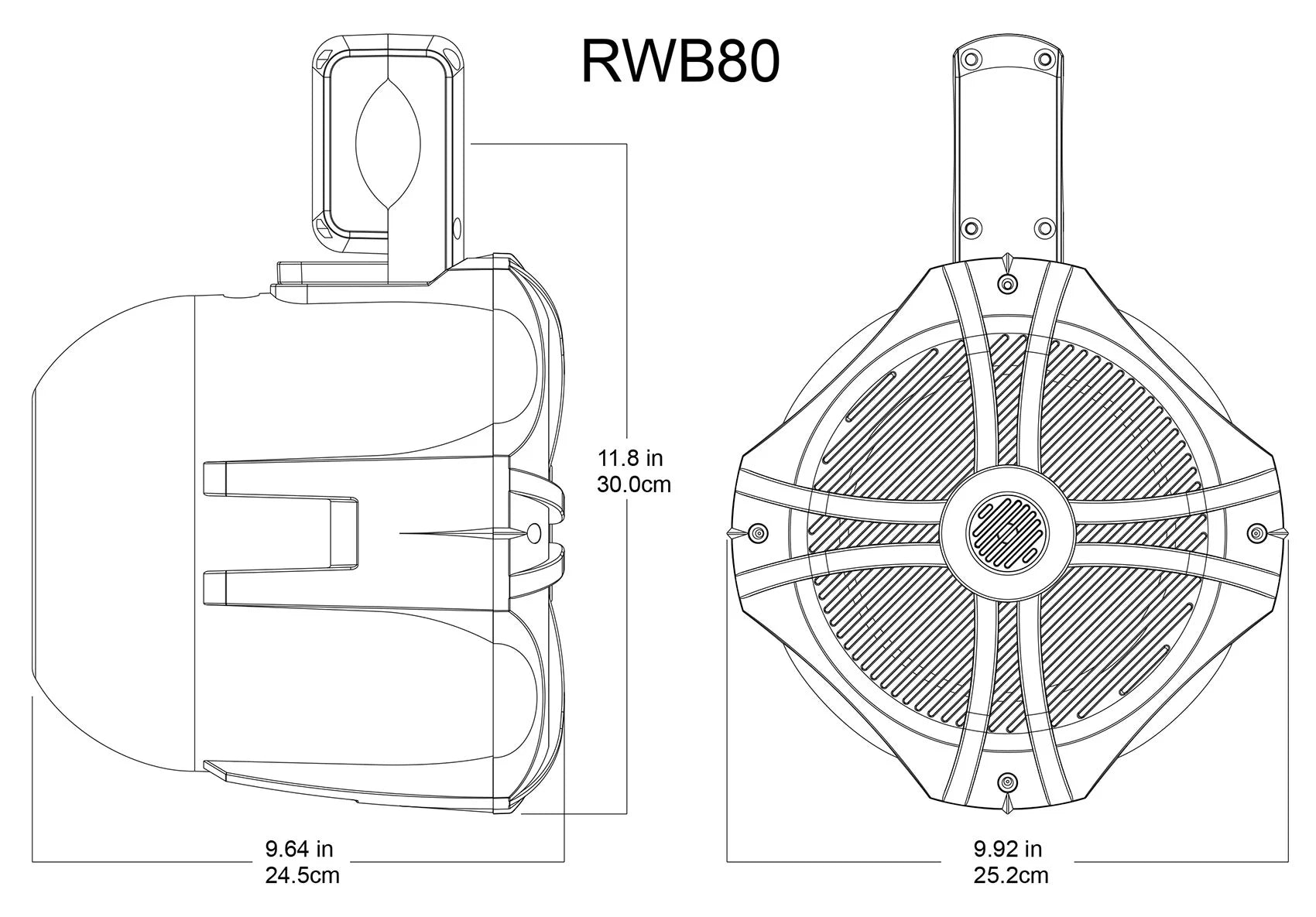 8" Black 600w Marine Wakeboard Tower Speakers with Amplifier Kit N4626
