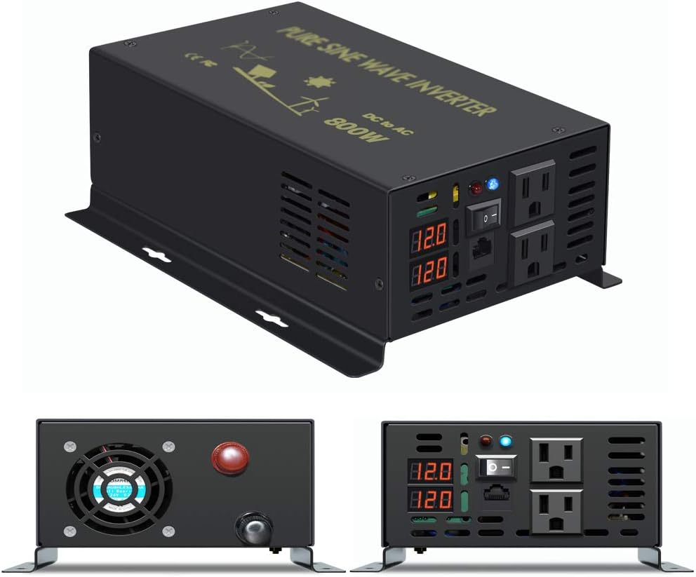 800Watt 12V DC to 110V 120V Power Inverter with Remote Control Dual AC Outlets O59922