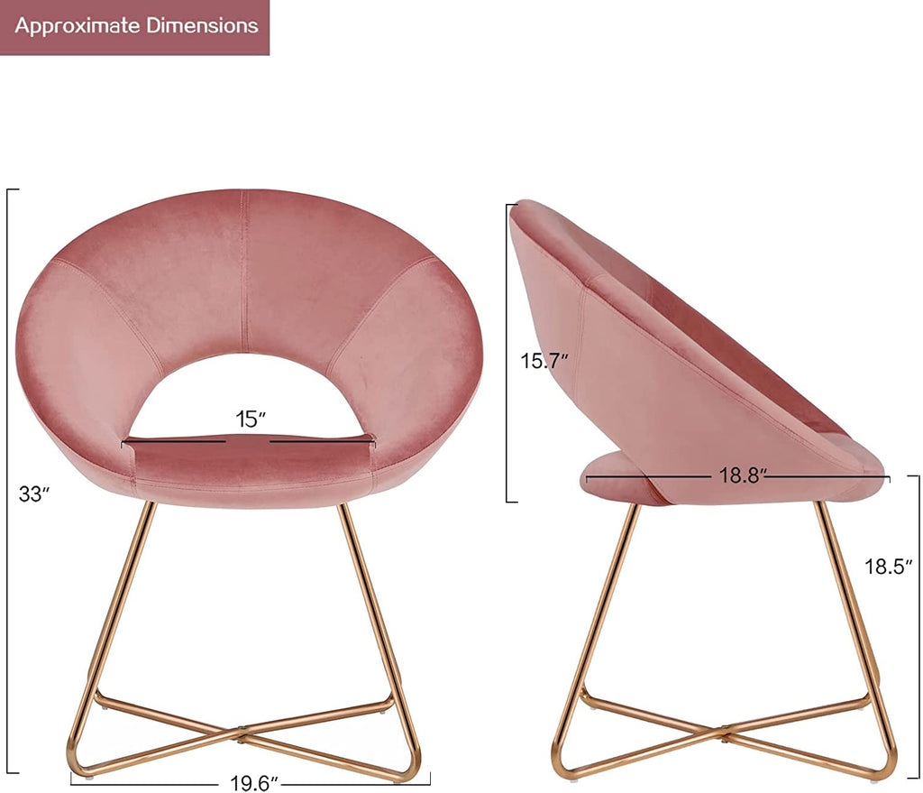 Pink Velvet Upholstered Arm Chair with Golden Metal Frame Legs J8913