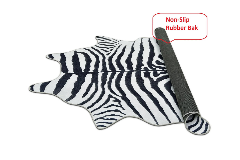 Black and White Zebra Print Area Rug B196
