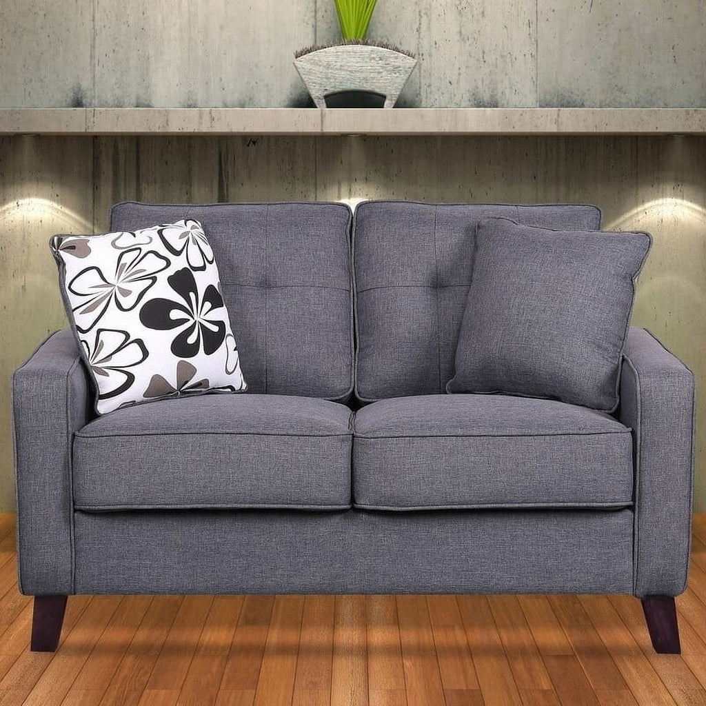 Beige Linen Upholstered Tufted Loveseat X5090