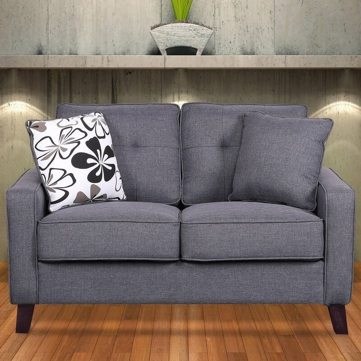 Beige Linen Upholstered Tufted Loveseat X5090
