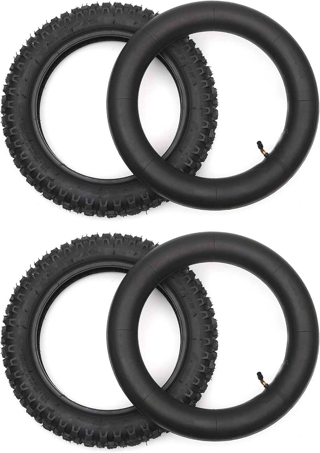 3.00-12 Knobby Motocross Dirt Bike Tire and Tube Set with TR87 Valve Stem D976