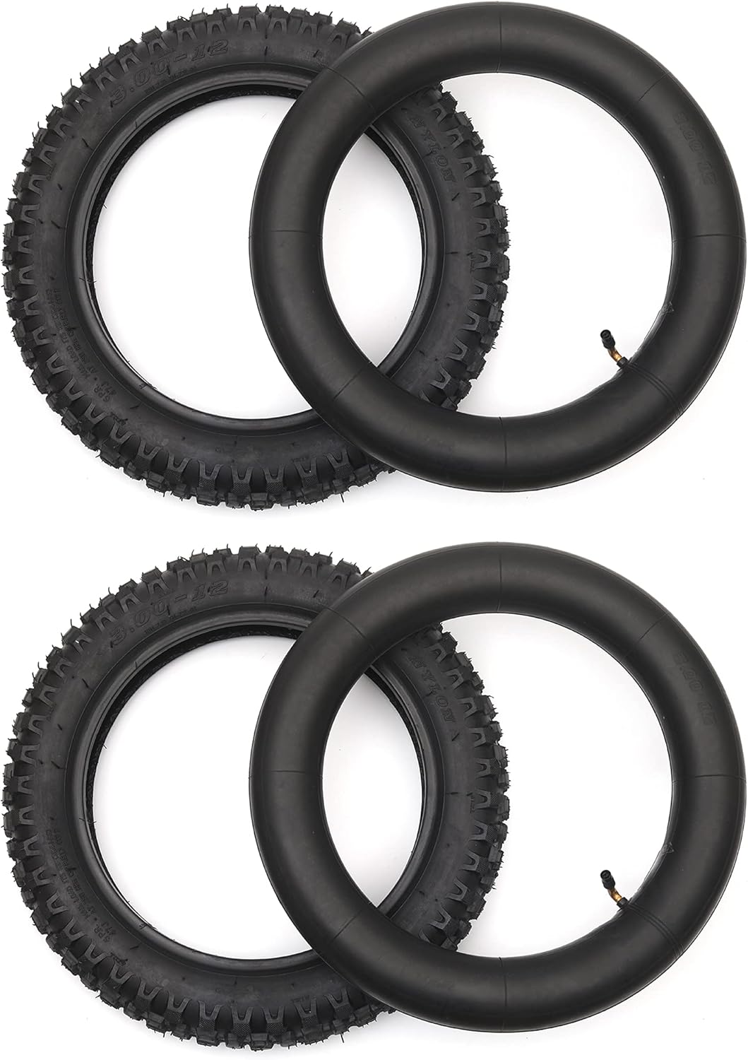 3.00-12 Knobby Motocross Dirt Bike Tire and Tube Set with TR87 Valve Stem D976