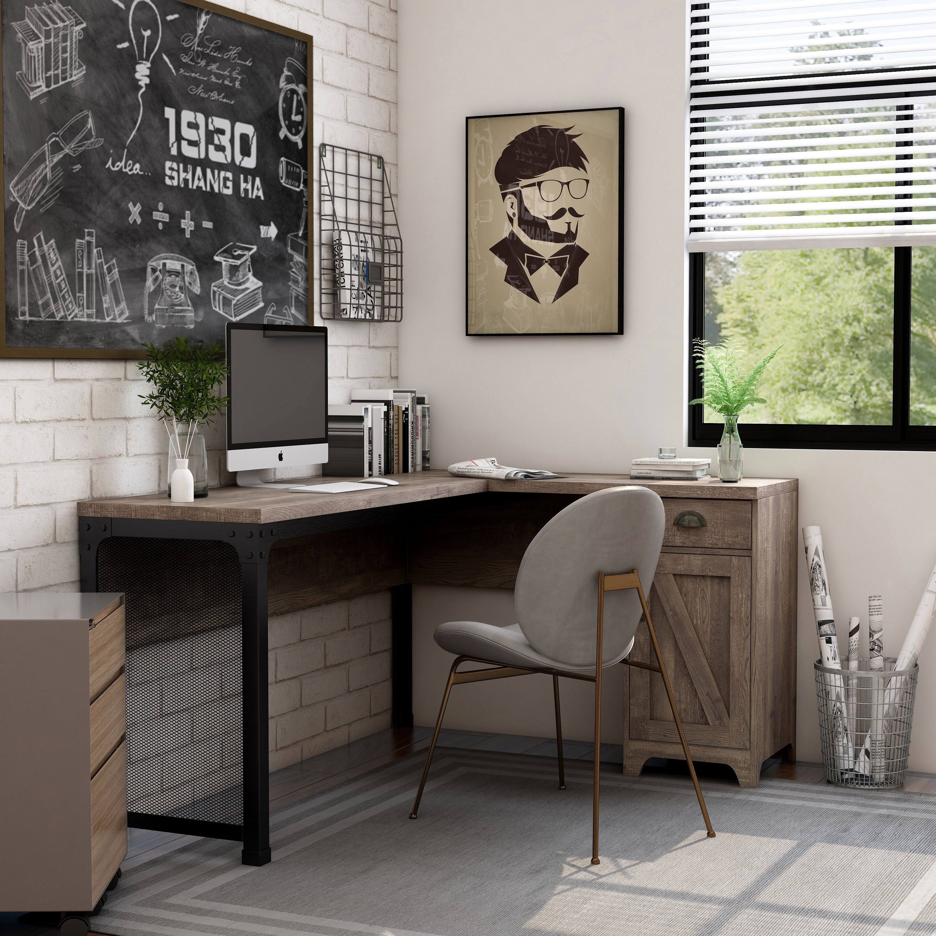 Reclaimed Oak L-Shape Desk A933
