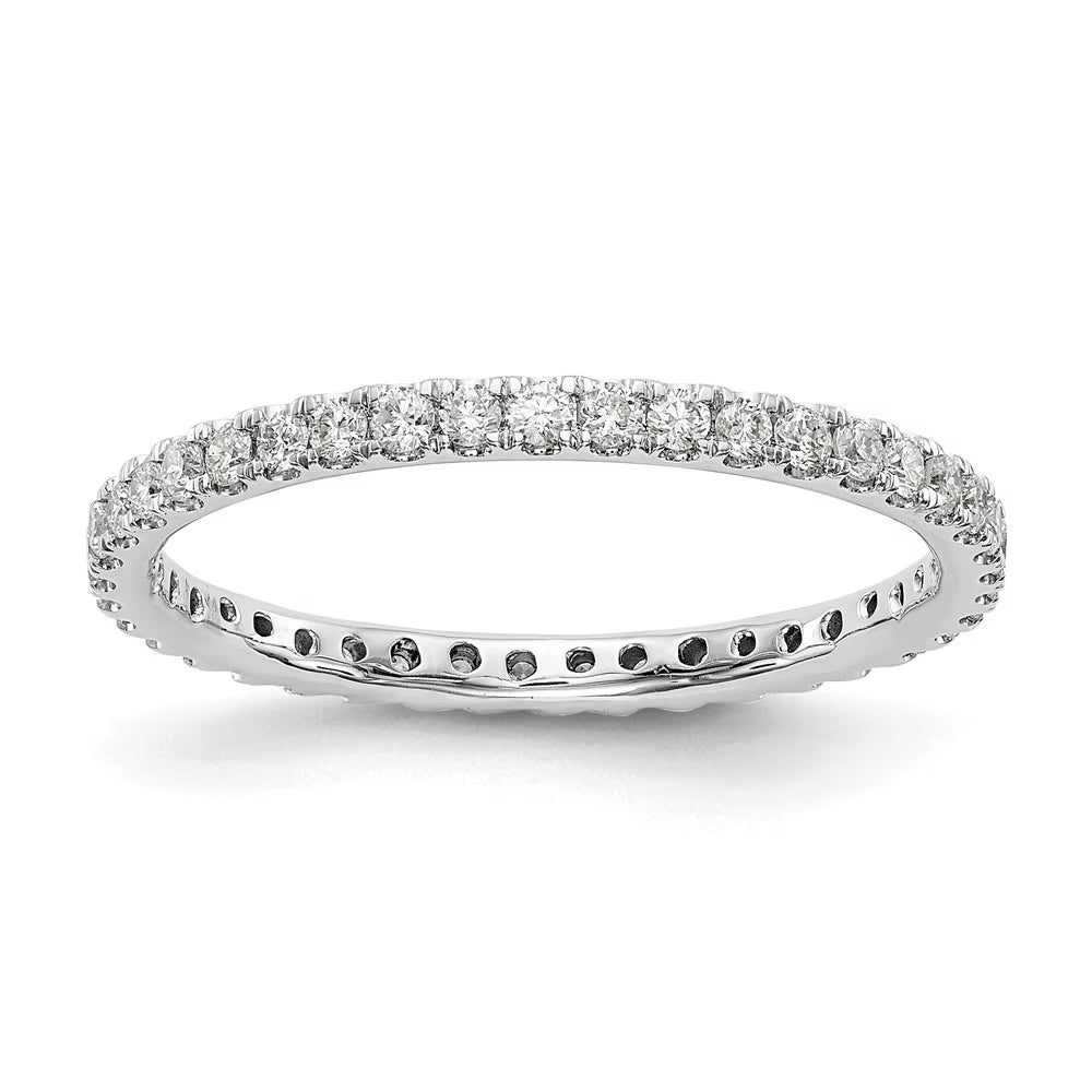 14K White Gold Diamond Eternity Ring Band, Lab Grown Round, Size 7 N664