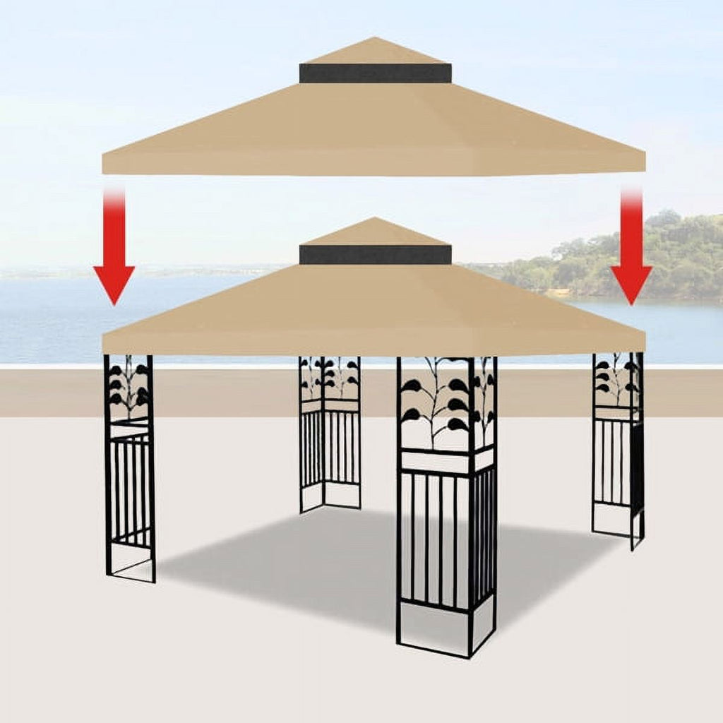 10 x 10 Ft Double Tiered Gazebo Replacement Top Cover U61087