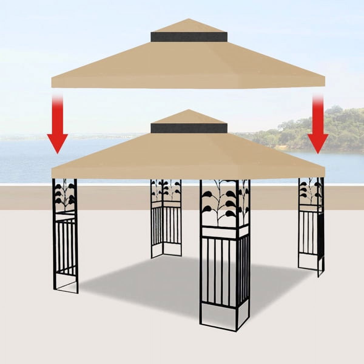 10 x 10 Ft Double Tiered Gazebo Replacement Top Cover U61087