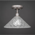 Vintage 12 inch One Light Semi-Flush Mount Aged Silver Finish with Italian Bubble Glass W718092