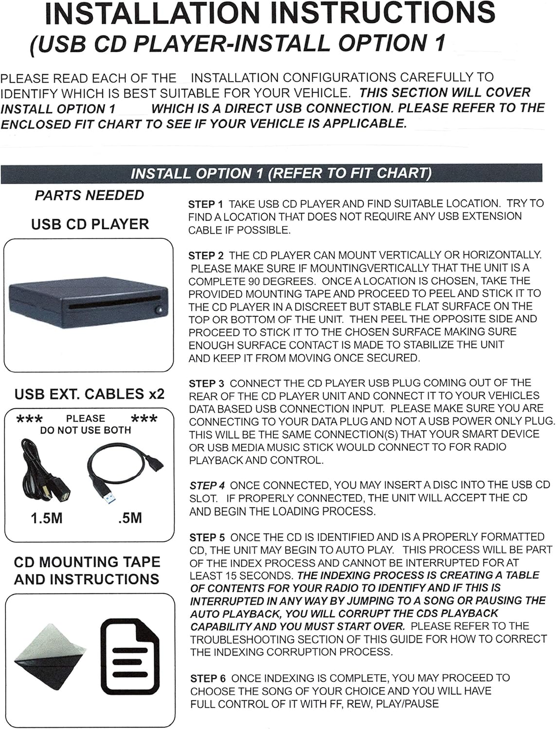 Integrated Vehicle CD Player with USB radio connection Y226